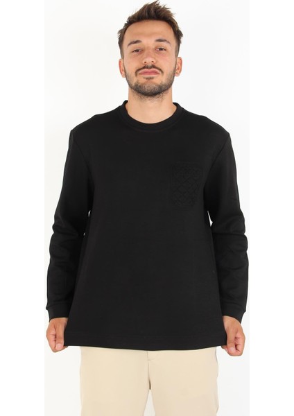 4420 Osho Sol Göğsü Desenli O Yaka Uzun Kol