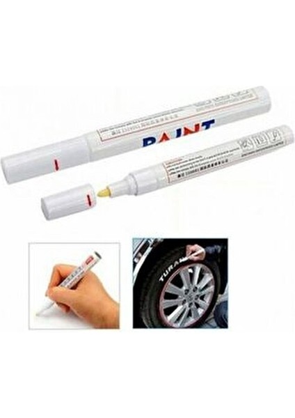 Lastik Yazı Kalemi Beyaz Kalıcı Boya Kauçuk ve Plastik Üzerinde Kullanım İçin