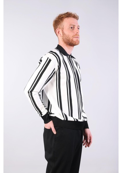 3006 Dik Desen Gömlek Yaka Fermuarlı Kazak fiyatları