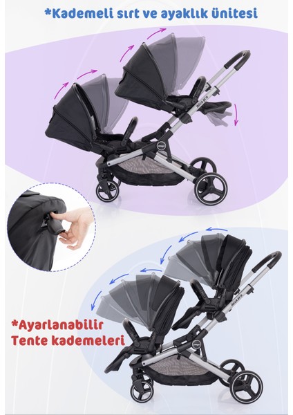 2071 Ibiza Pro İkiz Bebek Arabası Siyah fırsatları