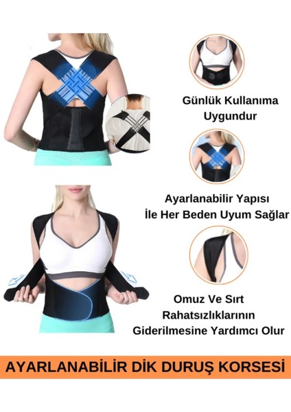 Unisex Dik Duruş Korsesi Sırt Korsesi Kambur Önleyici Dik Durma Korsesi Omuz Bel Korsesi