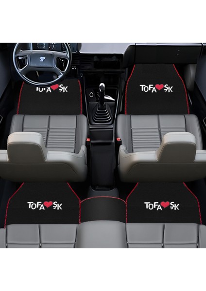 Tofaş Şahin Doğan Kartal Uyumlu Kırmızı Şeritli 5 Parça Nakışlı Oto Halı Paspas Seti | Ön Arka Takım fiyatları