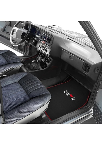 Tofaş Şahin Doğan Kartal Uyumlu Kırmızı Şeritli 5 Parça Nakışlı Oto Halı Paspas Seti | Ön Arka Takım fırsatları