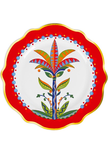 Dolce Vita Ciao Palmiye Ağacı Desenli Tatlı Tabağı 21 cm