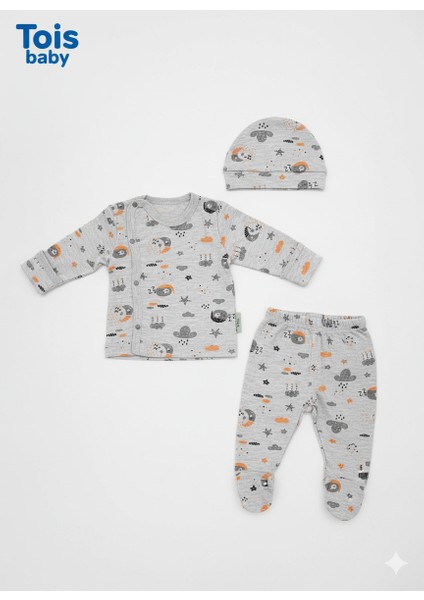 Desenli Patikli Organik Hastahane Çıkışı Bebek Takımı 0-3 Ay modelleri