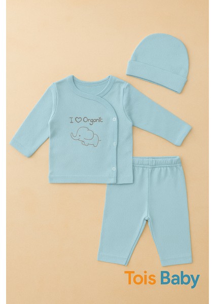 Organik Hastahane Çıkışı Bebek Takımı 0-3 Ay Mavi Renk fırsatları