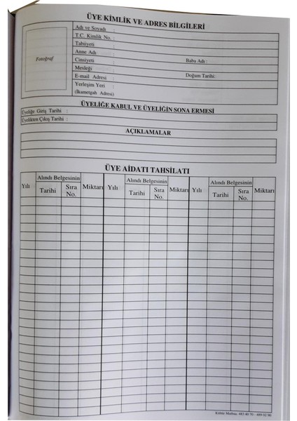 Dernek Üye Kayıt Defteri Ciltli 200 sayfa fiyatları