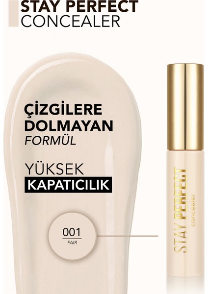 Stay Perfect Yüksek Pigmentli & Yarı Mat Bitişli Likit Kapatıcı (001 Fair) 8682536085441 fırsatları