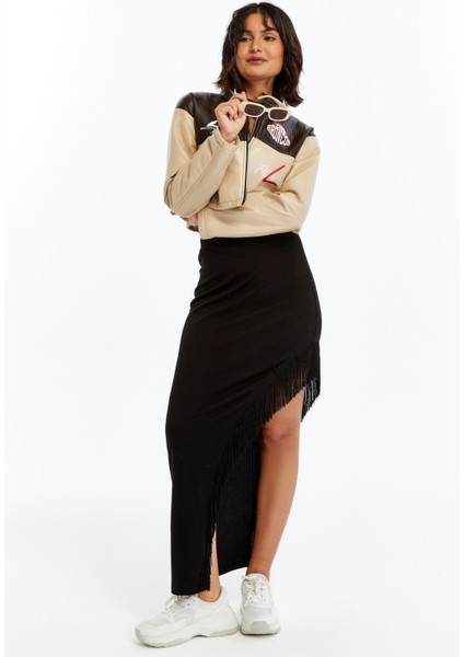 Kadın Puf Deri Ceket Garnili Crop Mont Niş Tasarım Özgün Günlük Baskılı Rahat Kullanım Ceket fırsatları