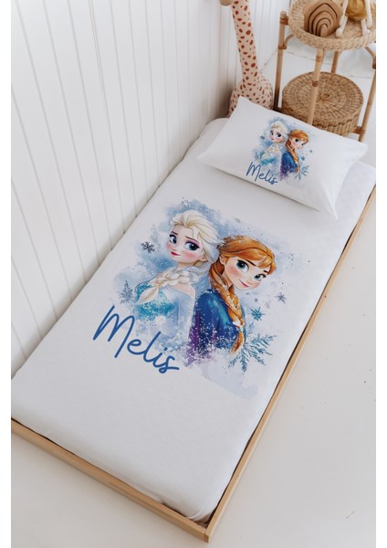 Isme Özel %100 Pamuk Bebek ve Çocuk Tek Kişilik 165 x 225 cm Pike Takımı-Elsa ve Anna