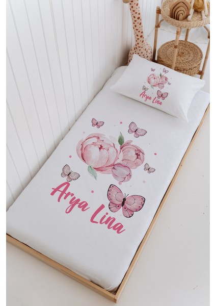 Isme Özel %100 Pamuk Bebek ve Çocuk Tek Kişilik 165 x 225 cm Pike Takımı-Çiçek