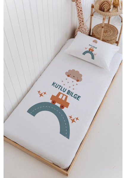 Isme Özel %100 Pamuk Bebek ve Çocuk Tek Kişilik 165 x 225 cm Pike Takımı-Araba