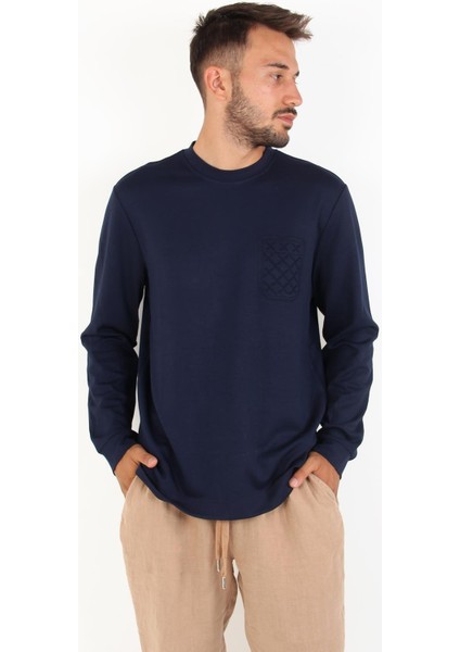 4420 Osho Sol Göğsü Desenli O Yaka Uzun Kol