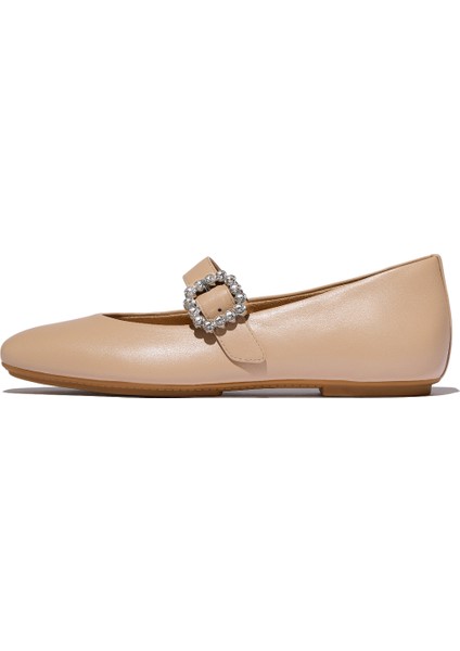 Kadın Babet E3J-B41/001 Fitflop Delıcato Crystal-Buckle Leather Mary Janes