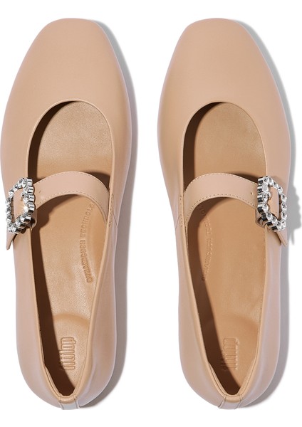 Kadın Babet E3J-B41/001 Fitflop Delıcato Crystal-Buckle Leather Mary Janes fırsatları