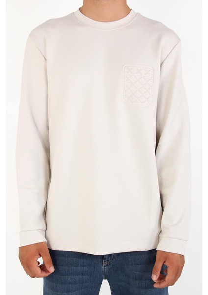 4420 Osho Sol Göğsü Desenli O Yaka Uzun Kol