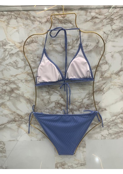 Kadın Üçgen Bikini Takım Likralı Esnek Yandan Boyundan Bağlamalı Şık Ipli fırsatları