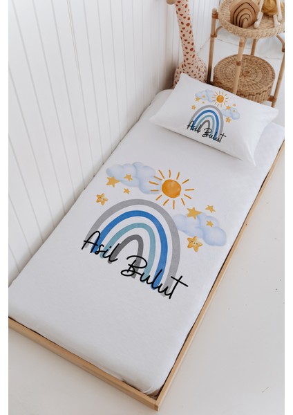 Isme Özel %100 Pamuk Bebek ve Çocuk Tek Kişilik 165 x 225 cm Pike Takımı-Gökkuşağı