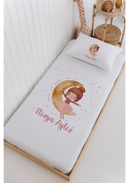 Isme Özel %100 Pamuk Bebek ve Çocuk Tek Kişilik 165 x 225 cm Pike Takımı-Ayda Ki Kız