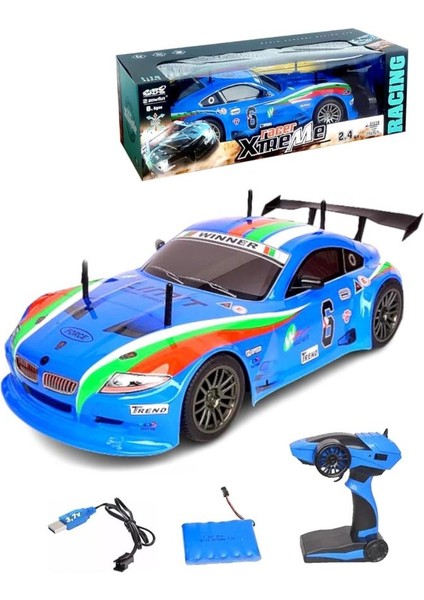 Şarjlı Kumandalı 1:10 Ölçek 25KM/H Hıza Çıkabilen Oyuncak Rc Full Fonksiyon Drift Yarış Arabası