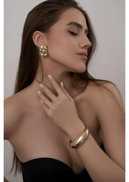 Kubbe Model Parlak Gold Cuff Bileklik indirimleri