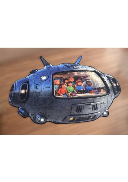 Uzay Gemisi Desenli Halı | Kaymaz Taban Süngerli Dikişli Yıkanabilir Bebek Çocuk Odası Halısı modelleri