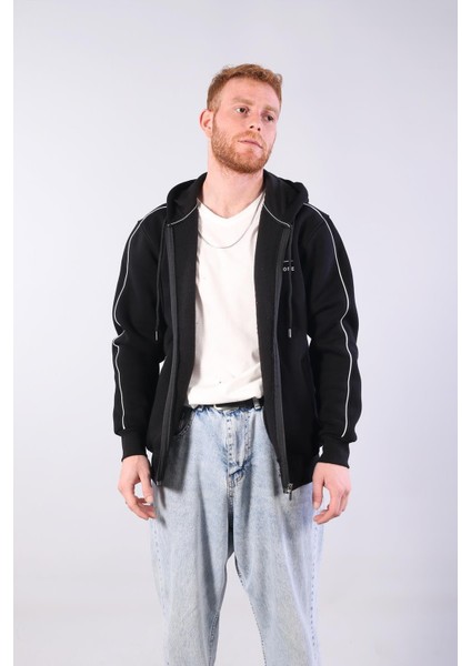 8625 Overdose Nakışlı Fermuarlı Kapşonlu Sweat