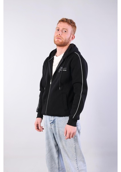 8625 Overdose Nakışlı Fermuarlı Kapşonlu Sweat