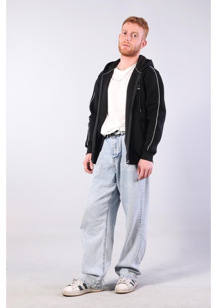 8625 Overdose Nakışlı Fermuarlı Kapşonlu Sweat