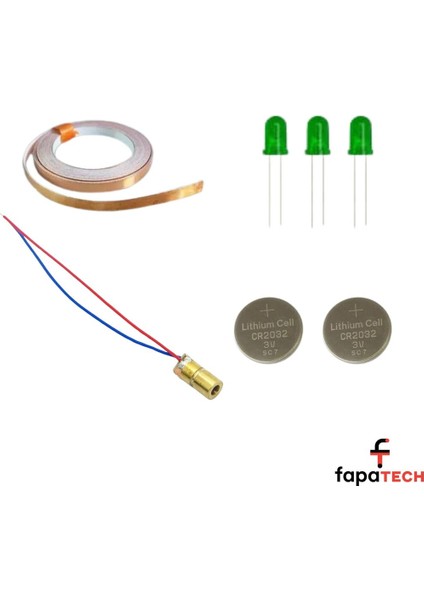 Bakır Folyo Iletken Bant ,CR2032 Pil ,5mm Led, Nokta Lazer -Etkileşimli Lazer Işıklı Kağıt Devre Kit fiyatları