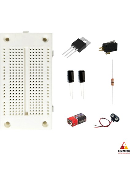 Voltaj Regülatörü ve Kapasitör Devre Temel Elektronik Devre Eğitim Seti / E-Pdf Içerikli