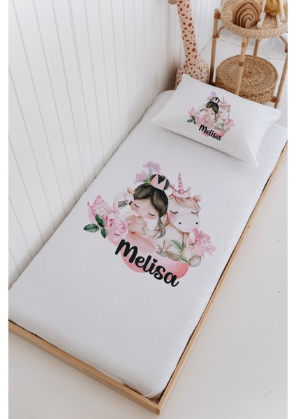 Isme Özel %100 Pamuk Bebek ve Çocuk Tek Kişilik 165 x 225 cm Pike Takımı-Balerin ve Unicorn