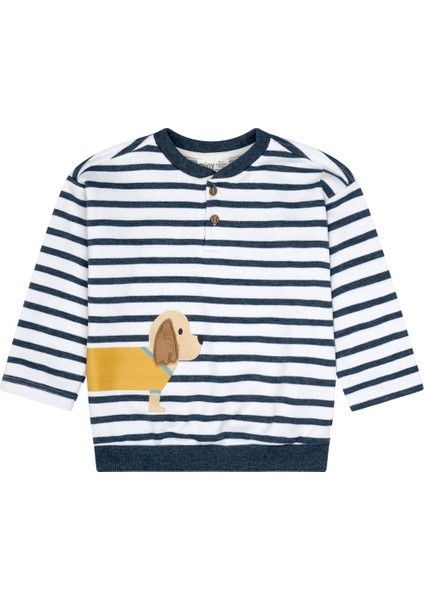 Çizgili Köpek Desenli Erkek Bebek Uzun Kol Tişört fiyatları