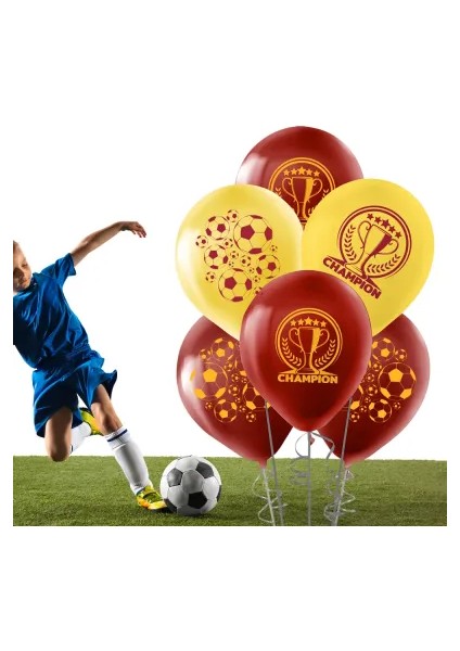 Champion Baskılı Sarı Kırmızı Pastel Balon 12"