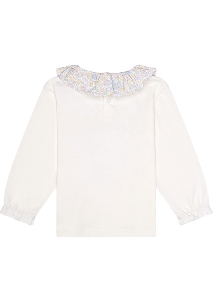 Yakası Fırfır Detaylı Kız Bebek Uzun Kol Tişört modelleri