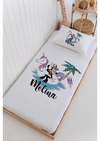 Isme Özel %100 Pamuk Bebek ve Çocuk Tek Kişilik 165 x 225 cm Pike Takımı-Minnie Mouse