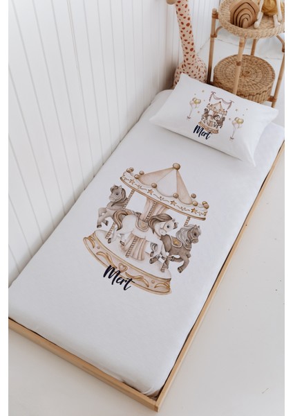 Isme Özel %100 Pamuk Bebek ve Çocuk Tek Kişilik 165 x 225 cm Pike Takımı-Atlı Karınca