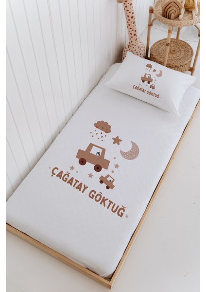 Isme Özel %100 Pamuk Bebek ve Çocuk Tek Kişilik 165 x 225 cm Pike Takımı-Araba