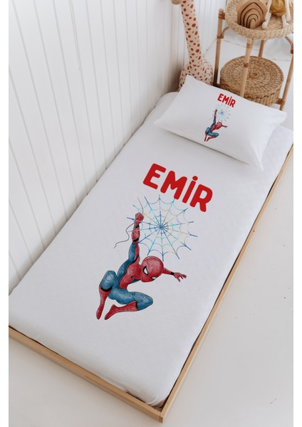 Isme Özel %100 Pamuk Bebek ve Çocuk Tek Kişilik 165 x 225 cm Pike Takımı-Örümcek Adam