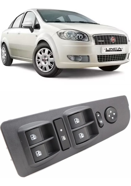 Fiat Linea 2007-2016 Uyumlu Ayna Ayar Düğmeli Cam Açma Düğmesi Ön Sol Dörtlü Çerçeveli 735442332