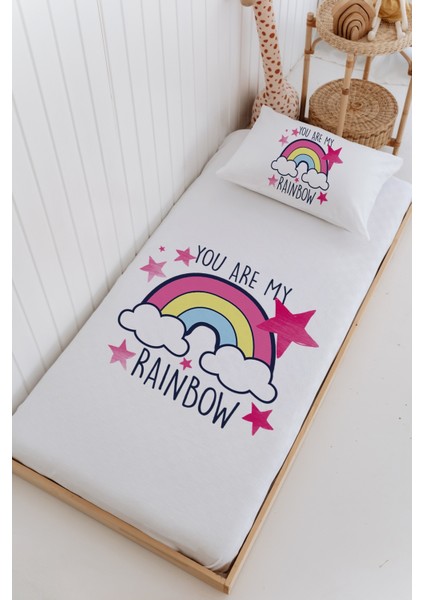 Isme Özel %100 Pamuk Bebek ve Çocuk Tek Kişilik 165 x 225 cm Pike Takımı-Gökkuşağı