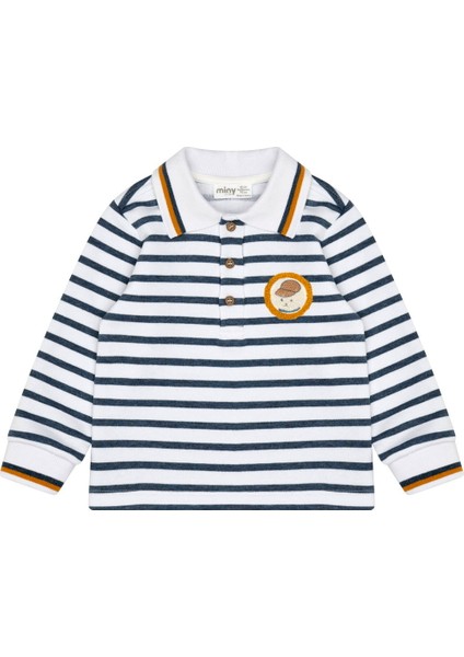 Çizgili Polo Yaka Erkek Bebek Uzun Kol Tişört