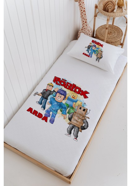 Isme Özel %100 Pamuk Bebek ve Çocuk Tek Kişilik 165 x 225 cm Pike Takımı-Roblox