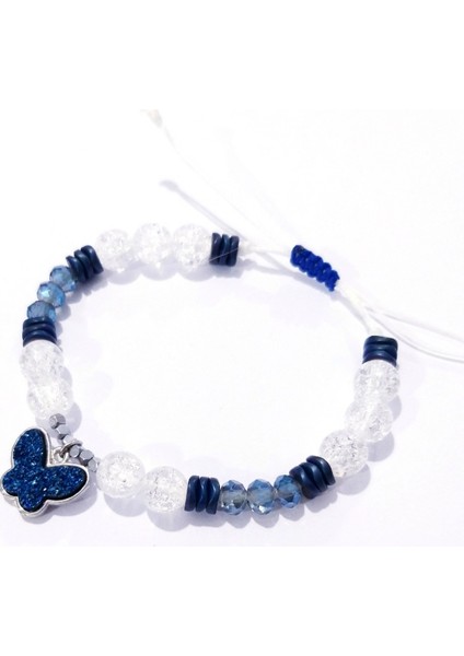 Hematit ve Necef Doğaltaşlı Lacivert Pırıltılı Kelebekli Bileklik modelleri