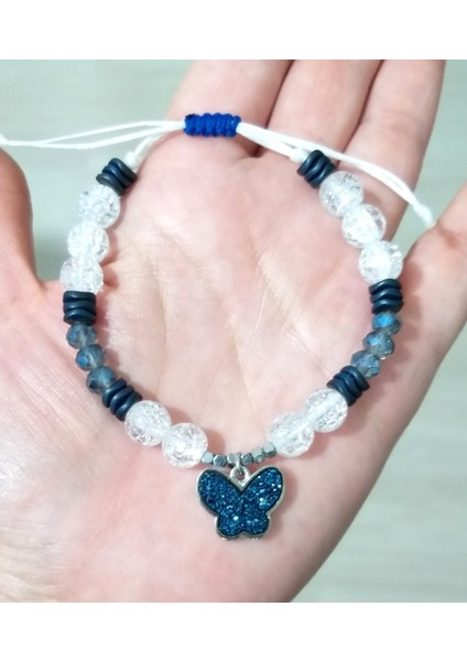 Hematit ve Necef Doğaltaşlı Lacivert Pırıltılı Kelebekli Bileklik fırsatları