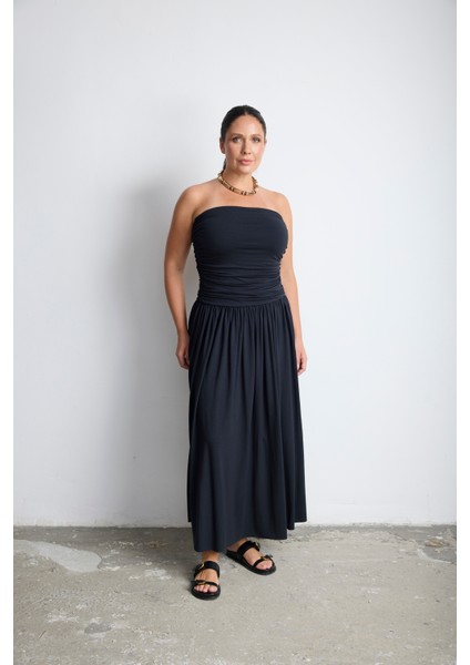 Rush Straplez Maxi Elbise Siyah fiyatları