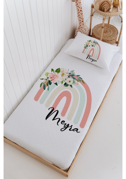 Isme Özel %100 Pamuk Bebek ve Çocuk Tek Kişilik 165 x 225 cm Pike Takımı-Gökkuşağı