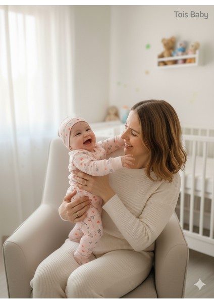Desenli Patikli Organik Hastahane Çıkışı Bebek Takımı 0-3 Ay