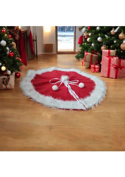 Yılbaşı Çam Ağacı Altı Örtüsü, Çam Ağacı Ayak Halısı Örtüsü, Kırmızı Renk, Peluş, 70 cm fiyatları
