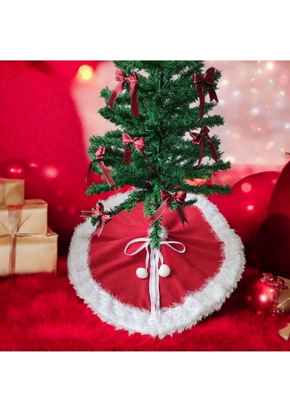 Yılbaşı Çam Ağacı Altı Örtüsü, Çam Ağacı Ayak Halısı Örtüsü, Kırmızı Renk, Peluş, 70 cm modelleri